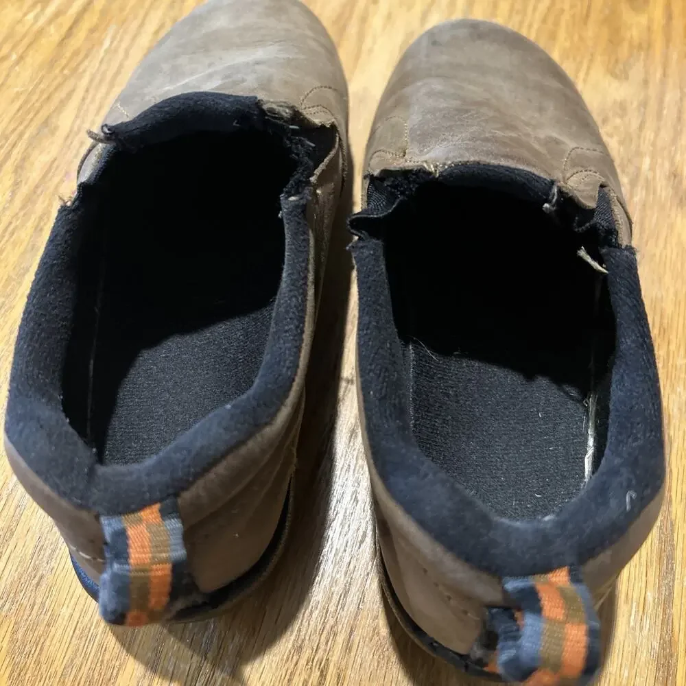 Merrell Big Kids Jungle Moc Brown Tan Nubuck Slip-On Shoes J95625 Sz 3.5 Leather